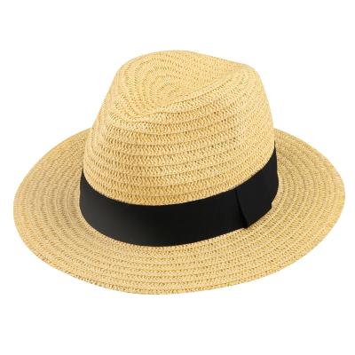 China Classic picture panama hat with a black band made by paper for sale