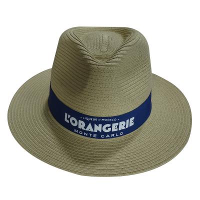 China Picture Paper Panama Hat With Customized Printed Logo Band for sale