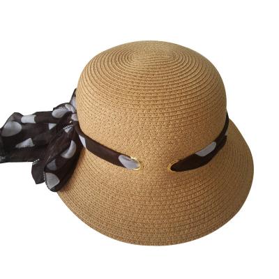 China Striped Paper Braid Sun Hat For Women Bucket Hat Sun Protection for sale