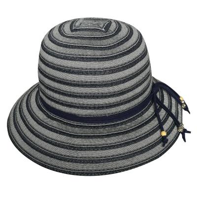 China Striped Adjustable Foldable Bucket Hat for sale