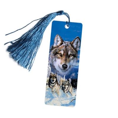 China Europe 3D Bookmark With Tassels , Beautiful Custom Lenticular 3d Dog Europe PET Bookmark for sale