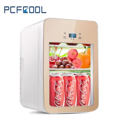 China Digital Transparent Screen Door Mini Car Fridge AC220V 12V Car Fridge For Shop Skin Care Cosmetic Fridge for sale