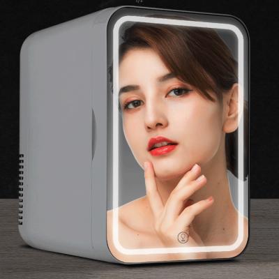 China Good New Design DC12V AC220V Canton Professional Cosmetic Refrigerator Touch Mirror Mini Skin Care Refrigerator for sale