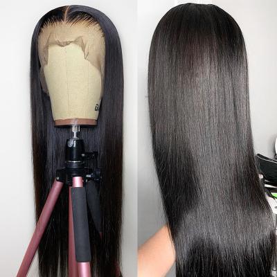 China Pre Plucked Wave 5*5 Silky Straight Human Hair Lace Closure Wig With Baby Hair For Color Women Hair Wholesale Seller for sale