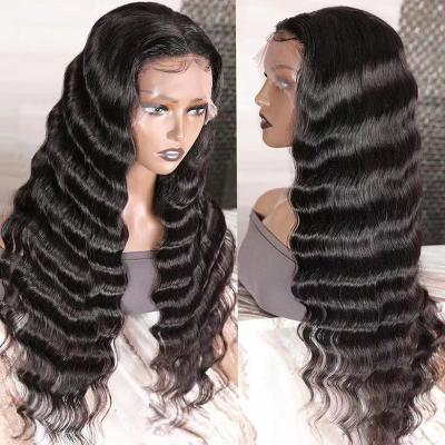 China Hd Brazilian Deep Wave Human Hair 13X6 Deep Wave 100% Lace Frontal Wigs Jerry Curly Kinky Curly Peruvian Frontal Transparent Lace Wigs for sale