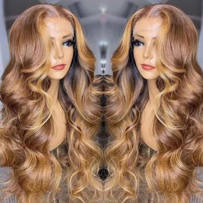 China Cheap Body Wave Highlight Body Wave Virgin Hair Wigs 13X4 Lace Front Wigs Pre Plucked Human Hair Wigs For Wholesale for sale