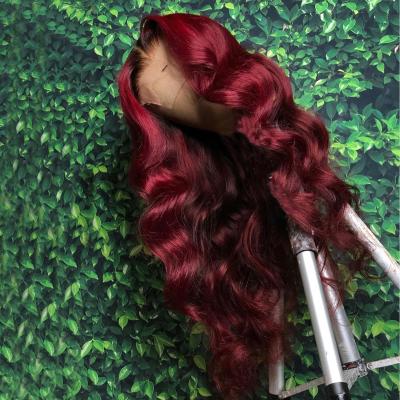 China Cheap Body Wave 99j Quality Virgin Hair Wigs 13X4 Lace Front Wigs Brazilian Hair Hot Selling For Black Women for sale