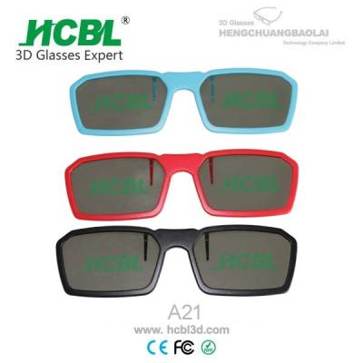 China ABS Frame Circular Polarized Clip On 3D Glasses For TV / Cinema 13.3* 3.7 mm for sale