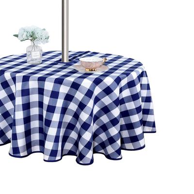 China Amazon waterproof hot sale wipeble waterproof tablecloth with zipper and umbrella hole outdoor and indoor printed tablecloth for sale