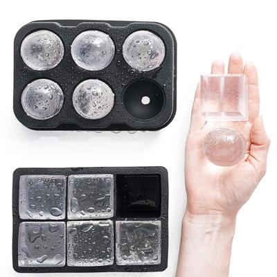 China Ice Cube Tray Chocolate Mold Reusable Large Square Round Silicone Sphere Ice Ball Mold Maker Ice Cube Tray With Lid For Whiskey for sale