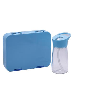 China Traditional Food Safe 4 Compartment Kids School Kids Lunch Box With Water Bottle for sale