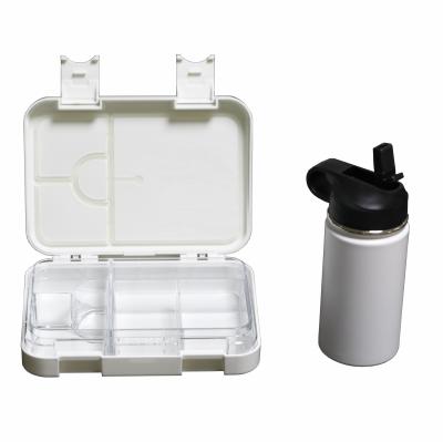 China GAS Leakproof Food Grade Tray 4 Compartment Tritan Material Clear Lunch Box For Sandwich Fruit Snack And Kid 350ml Vacuum Flask With Straw for sale