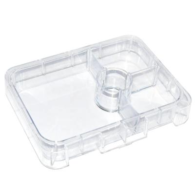 China BPA Free Microwave Plastic Clear Food Tray & Dishwasher Safe Transparent Tritan 4 Compartments for sale