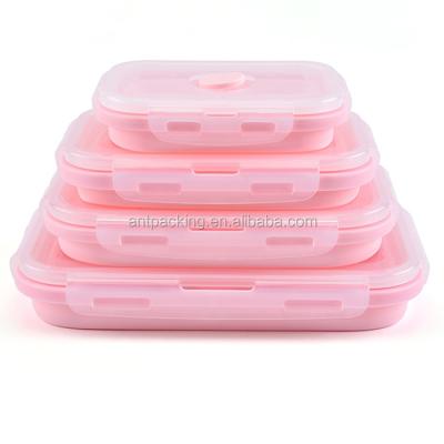 China Viable Hot Selling Stroge Container Food Silicone Collapsible Collapsible Microwave Lunch Boxes Safe Box for sale