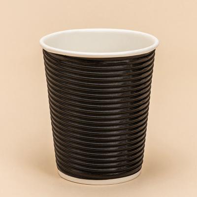 China Free Sample Eco-friendly Decorative Drink Ripple Style Paper Cup Coffee Cold Hot Paper Cup Recyclable With Lid for sale