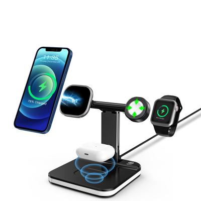 China Dropshipping Products 15W Fast Folding Fast Charging Support 4 in 1 Wireless Charger for iphone for airpods 3 in1 Wireless Charging Station for sale