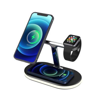 China 2021 New Product Innovative Mobile Phone Desk Lamp Wireless Charger 3 In 1 Magnetic Wireless Charger For Apple Phone Watch Headphones for sale