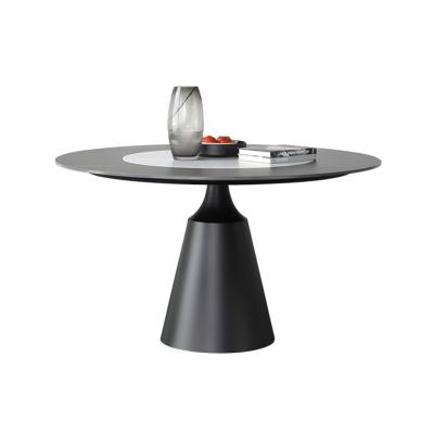 China Italian Modern Home Modern Black Ceramic Dish Rock Dish Round Stainless Steel Dining Room Furniture Marble Revolving Table for sale