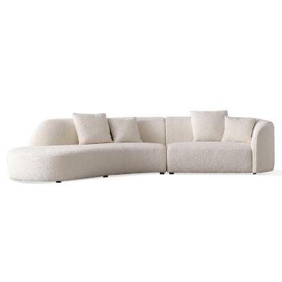 China Modular Modern Luxury Italian Fascinating White Velvet Furniture Design Sectional Curved Couch Sofa for sale