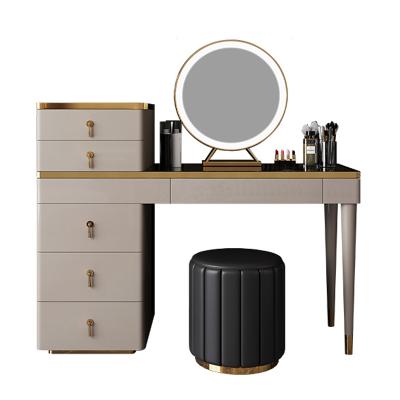 China Hot Sale White Color (Size) Hollywood Vanity Makeup Table Adjustable With LED Mirror Makeup Dressers 6 Drawers Bedroom Furniture Wholesale for sale