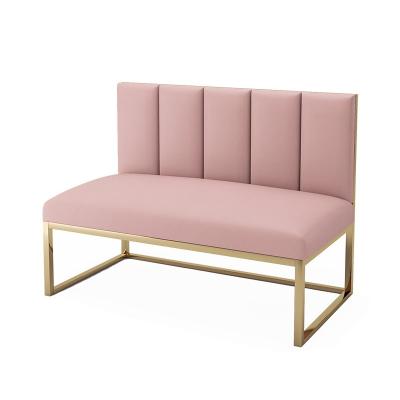 China Modern High Quality Sponge Seats Club Corner Pink Dining Booth Metal Frame Sofa Restaurant for sale