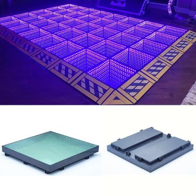 China Club Disco DJ Bar Stage Lighting Portable DJ Disco Panel Tile Tempered Glass Light Up 3D Led Dance Floor for sale