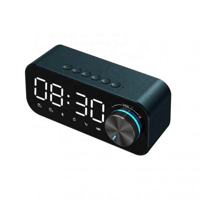 China Class BT 5.0 Speaker Mirror LED Digital Display Alarm Clock Dual Subwoofer Wireless Music Player For Home for sale