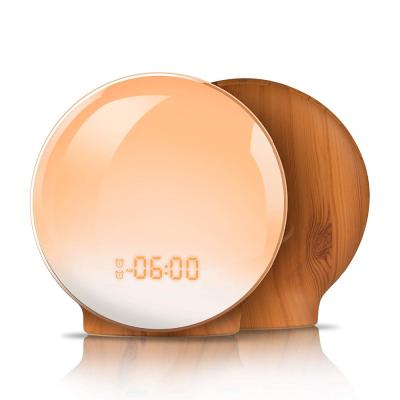 China Radio Alarm Clock Home Decor Sunrise Wake Up Night Light Digital Table Clock Nap Feature Nature Sounds FM Radio 7 Colors Lamp for sale