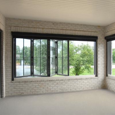 China Folding Screen Manufacturer Chinese Windows And Doors Folding Window With Inner Grille for sale