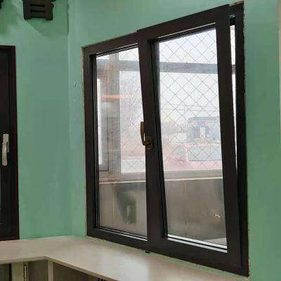 China European Folding Screen Style Aluminum Tilt And Turn Window Double Glazed Windows Tilt And Turn With Mosquito Net for sale