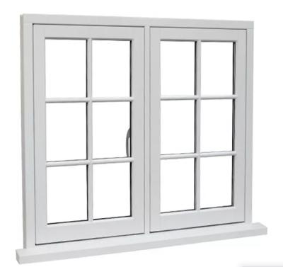 China Screen Profile White Crank UPVC Casement Window Folding Open Opening Window With Grill Design for sale