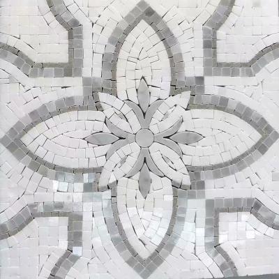 China Mosaic Pattern Parquet Customized Handmade Mosaic Wall Painting Marble Mosaic For Shower Floor Entryway for sale