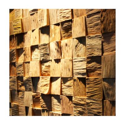 China 3D Parquet Mosaic Slab Background Mosaic Slab Natural Solid Wood Square Chips Decor Construction Wood Veneer Panel for sale