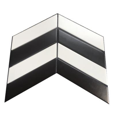 China White Black White Ceramic Herringbone Herringbone Tile Flooring Mosaic Wall Tiles Carpet Herringbone Slab for sale