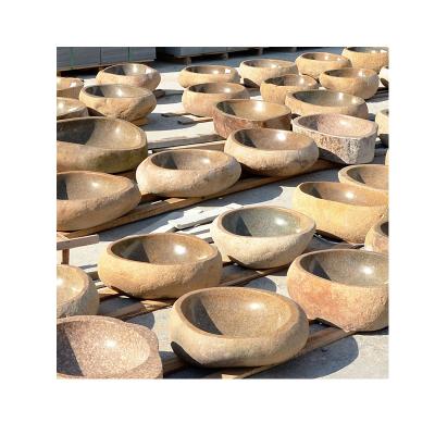 China Contemporary Rustic Rustic Cobble Stone Sink River Stone Sink Bathroom Vanity Wash Bowl Countertop Wardrobe Basin for sale