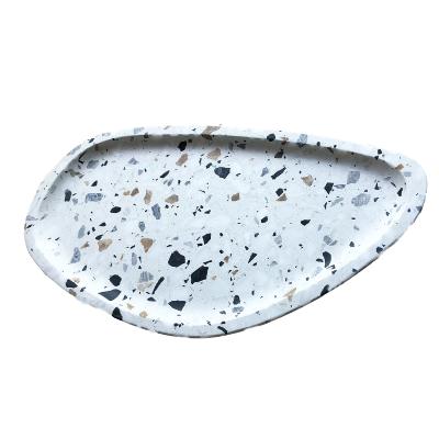 China Marble stone home terrazzo tray dish natural stone waterdrop dish decorserving square shape for sale