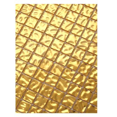 China 24k Gold Parquet Venice Mosaic Slab Bathroom Tile Bar Backsplash Glass Home Background Art Decor for sale