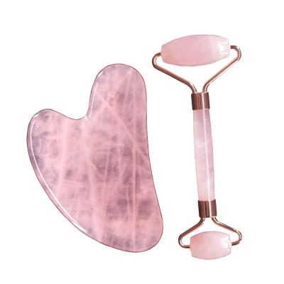 China Whole Face Gua Sha Guasha Board Rose Quartz Jade Stone Scraping Massage Tool Gua Sha Board for sale