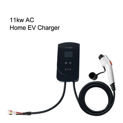 China Commercial Places Home EV Charger 32A 22kW IP65 CE Certificate Wall Mounted Type - 2 Cable Wallbox EV Charger for sale