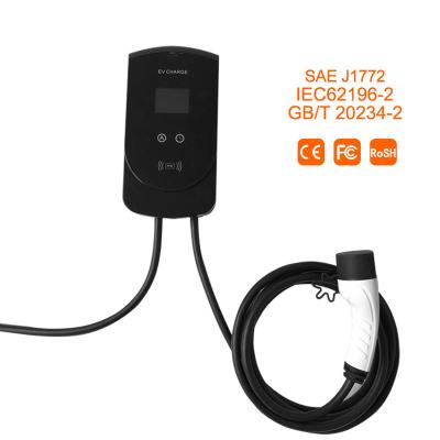 China Commercial Places EV Charger 22kW IP65 Home Wall Mounted Type - 2 Cable Wallbox EV Charging Station for sale