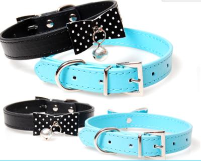 China Hot-selling Fancy Popular Leather Dog Colloar with Bowknot .Pet collar In special design for sale