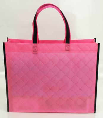 China Hot-selling Fancy Popular Foldable Non woven bag Handle Shopping bag with Lattice emboss for sale