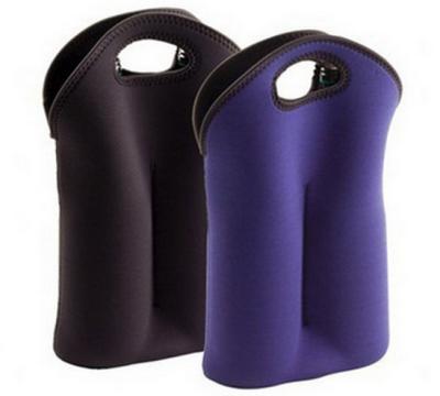 China Hot-selling High quality Neoprene Wine holder Water bottle bag two-Bottle holder in different colors for sale