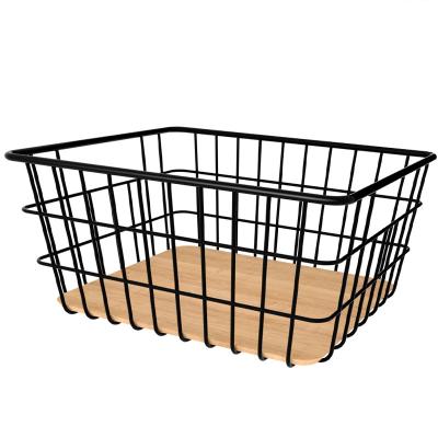 China High Quality Sustainable Mesh Basket Kitchen Baskets For Iron Pantry Storage Basket With Board For Office Sundries Storage for sale