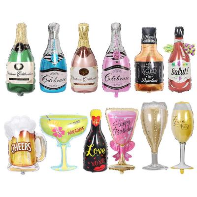 China Modern and Luxury Happy New Year 2023 Decorations Wine Bottle Foil Balloons for Christmas Home Decor for sale