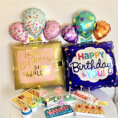 China New Design Modern and Luxurious Square Shape Foil Balloon Children Birthday Theme Party 1st Year Birthday Number Balloon Set for sale