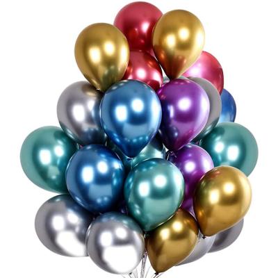 China Modern and Luxurious Shiny Latex Metal 12inch Balloons Chrome Thick Metallic Colors Inflatable Air Balls Birthday Party Decor Globos for sale