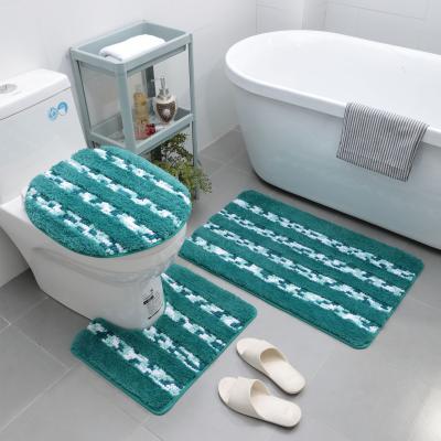 China Custom Chenille Anti Slip Bath Mat Washable Thick Soft Non Slip Bathroom Rugs Set Of 3 Piece Covers for sale