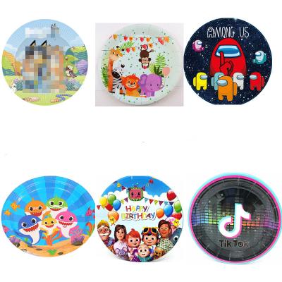 China Disposable Paper Plate Luxury Collection Party Cake Dish Birthday Party Design Kindergarten Kindergarten Disposable Dinner Dish for sale