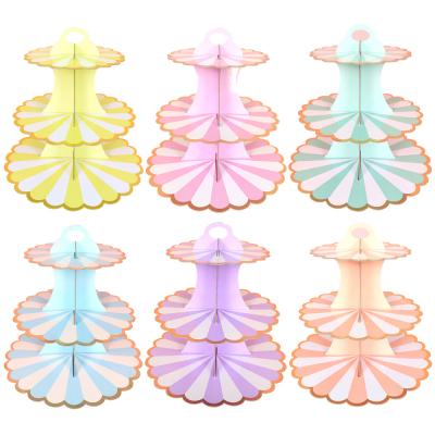 China Luxury Multi-Layer Bronzing Lollipop Paper Cake Stand Birthday Party Lace Three-Layer Afternoon Tea Snack Holder Decoration for sale